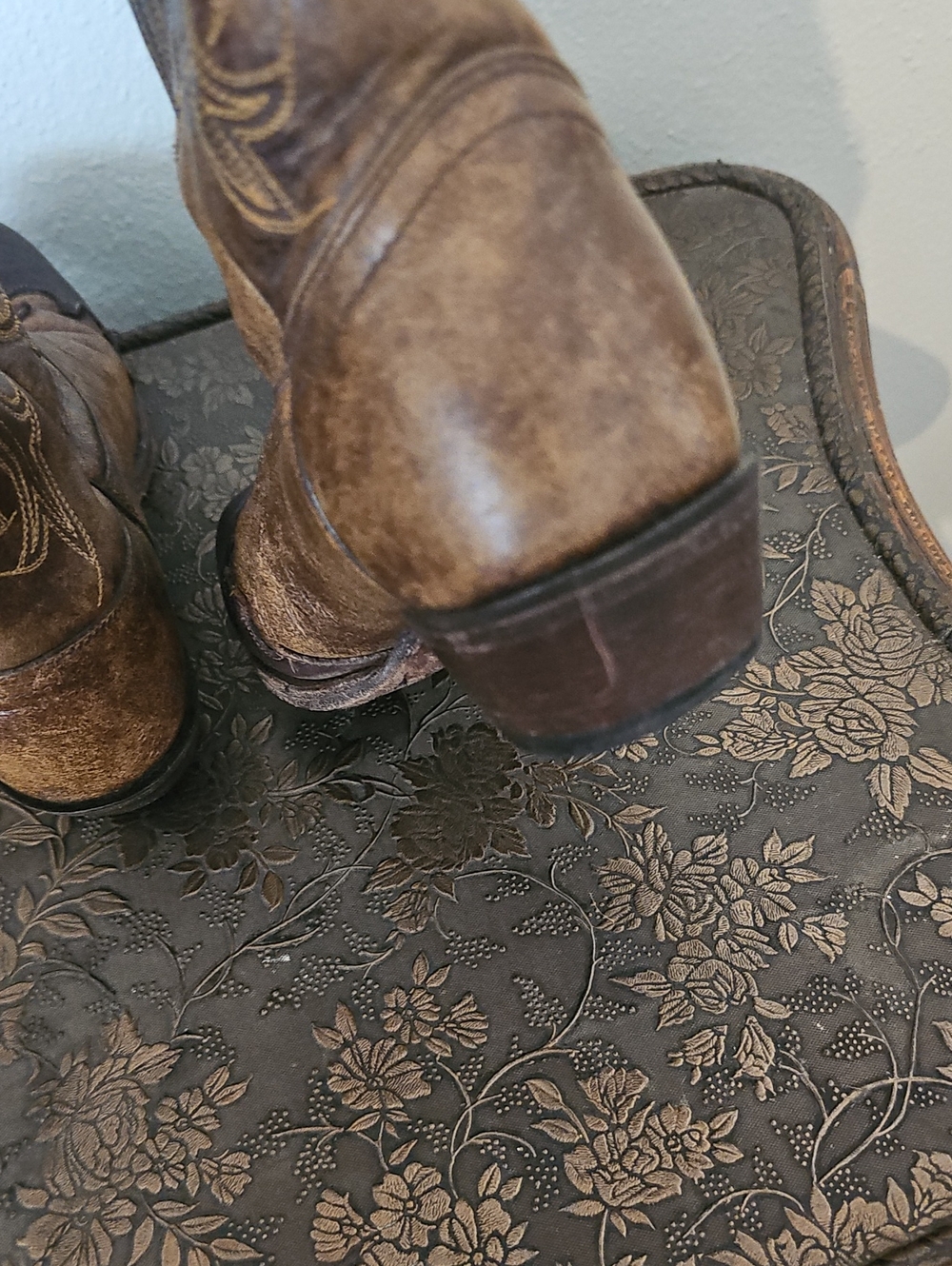 Tony Lama VF6004 Ladies Vacquero Western w/Bark Sante Fe Leather Boot - Picture 7 of 11